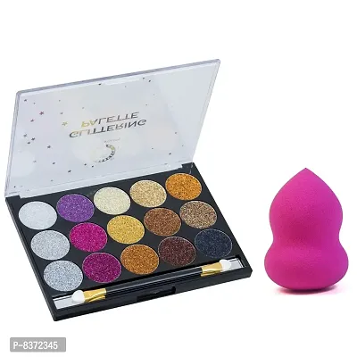 Colors Queen Glitter Eyeshadow Palette (01) With Beauty Bender Pack of 2