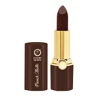 Colors Queen French Matte Waterproof Lipstick Enriched with Moisture, Single Stroke Application Non Sticky and Non Drying Creamy Matte Lipstick for Women (Coffee Brown, 3g)-thumb2