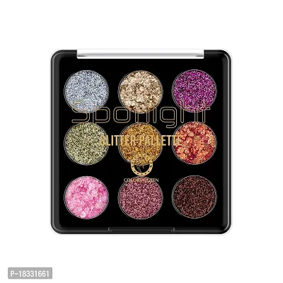 Classic Glitter Eyeshadow Palette, 9 Glitter Eyeshades| Shimmery Finish, Blendable Eyeshadow, Finely Pressed and Pigmented Glitter Shades-thumb4