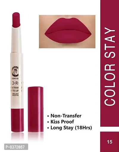 Colors Queen Non Transfer Long Lasting Matte Lipstick (Glam Pink) With Lip Pencil-thumb2