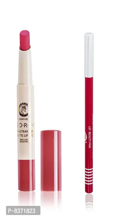 Colors Queen Non Transfer Matte Lipstick (Peach) With lip Pencil