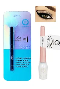 Colors Queen Smudge Proof Deep Black Soft Kajal With Shimmer Glitter Eyeliner (White ) Pack of 2-thumb3