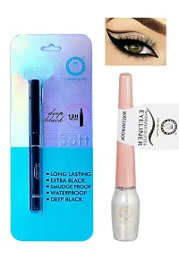 Colors Queen Smudge Proof Deep Black Soft Kajal With Shimmer Glitter Eyeliner (Silver) Pack of 2-thumb3