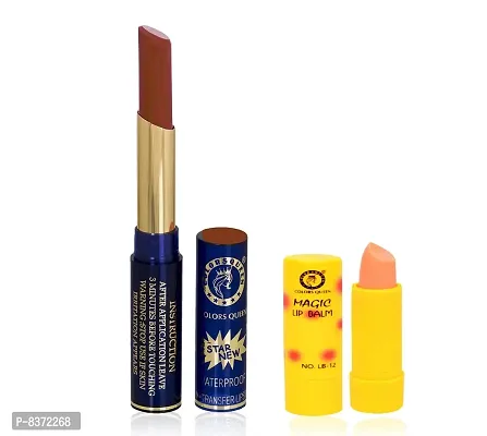 Colors Queen Non Transfer Long Lasting Matte Lipstick (Browny) With Lip Balm