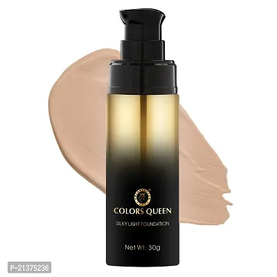 Colors Queen Silky Light Foundation | Lightweight Liquid Foundation with Dewy Finish | Weightless, Full Coverage and Long Lasting Foundation for Face Makeup (01 - White Ivory)