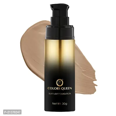 Colors Queen Silky Light Foundation | Lightweight Liquid Foundation with Dewy Finish | Weightless, Full Coverage and Long Lasting Foundation for Face Makeup (06 - Medium Beige)-thumb0
