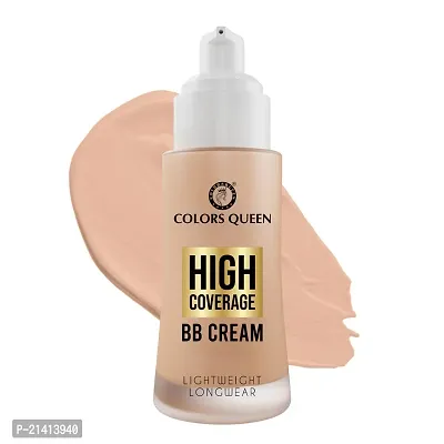 Colors Queen High Coverage BB Cream Foundation with SPF-15 | Lightweight Cream Foundation with Matte Finish | Long Lasting Foundation for Face Makeup Enriched with Jojoba Seed Oil (White Ivory, 50g)