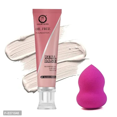 Colors Queen Oil Free Real Base Foundation (Natural Beige) with Blender-thumb0