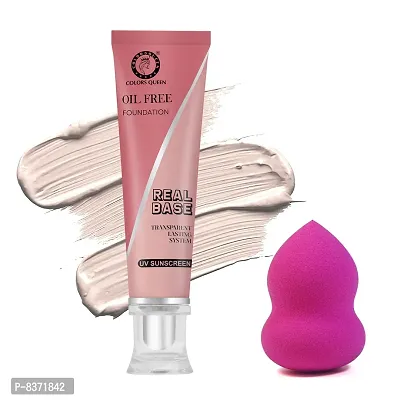 Colors Queen Oil Free Real Base Foundation (Natural Marble) with blender