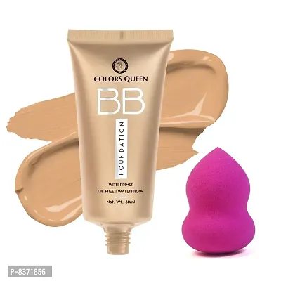 Colors Queen Oil Free Waterproof Base Foundation (Natural Shell ) with Blender