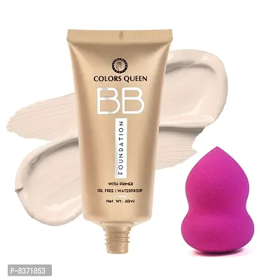 Colors Queen BB Oil Free Waterproof Base Foundation (Ivory) with Blender