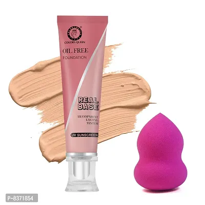 Colors Queen Oil Free Real Base Foundation (Natural Shell) with blender