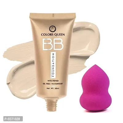 Colors Queen BB Oil Free Waterproof Base Foundation (Natural Marble) with Blender-thumb0