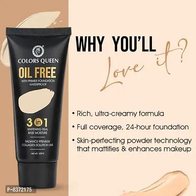 Colors Queen Oil Free 3 IN 1 Water Proof Foundation (Natural Beige) With Time Locker Long lasting Make Up Fixer pack Of 2-thumb4