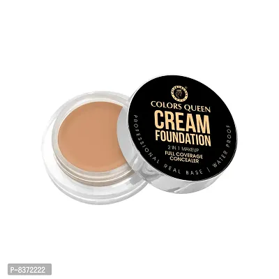 Colors Queen 2 in 1 Full Coverage Cream Foundation (Chinese) With Beauty Blender Pack of 2