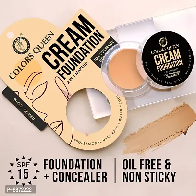 Colors Queen 2 in 1 Full Coverage Cream Foundation (Chinese) With Beauty Blender Pack of 2-thumb5