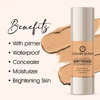 Colors Queen Oil Control  Oil Free Water Proof Base Foundation With Primer (Nut Meg) With Color Correcting 12 Hr. Smoothing Water Proof Eye Primer (Pack Of 2)-thumb2