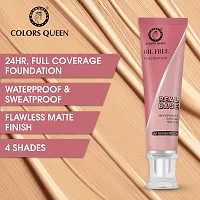 Colors Queen Oil Free Real Base Foundation (Natural Shell) With Color Correcting 12 Hr. Smoothing Water Proof Eye Primer (Pack Of 2)-thumb3