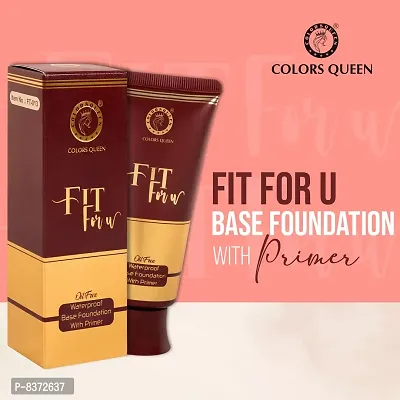 Colors Queen Fit For U Oil Free Waterproof Base Foundation (Beige) With Color Correcting 12 Hr. Smoothing Water Proof Eye Primer (Pack Of 2)-thumb4