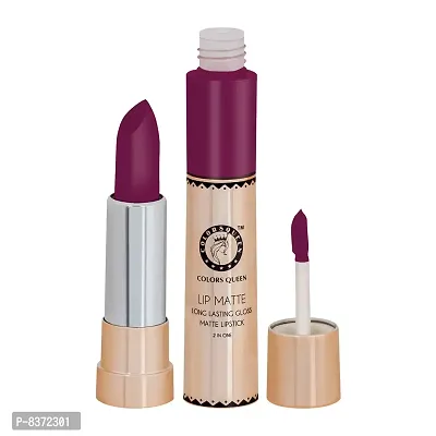 COLORS QUEEN 2 In 1 Matte Lip Gloss-10 ml and Lipstick (Deep Magenta, 2.5 g)-thumb3