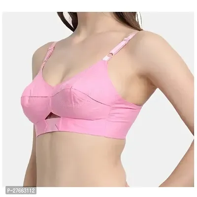 Stylish Pink Cotton Solid Non Padded Bras For Women-thumb0