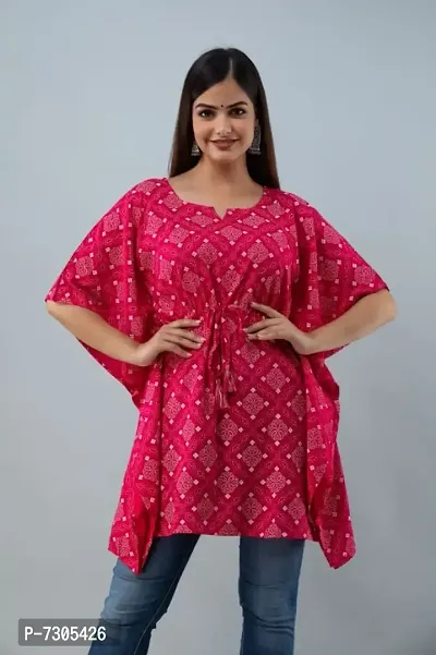 MG Fashion Pink Bendhej  Printed Women Kaftan