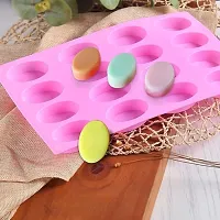 Stylish Silicone Oval Shaped Soap Making Mold with 16 Cavity-thumb1