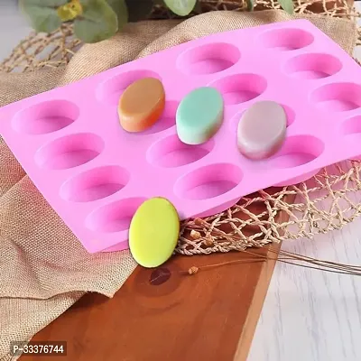 Stylish Silicone Oval Shaped Soap Making Mold with 16 Cavity-thumb2