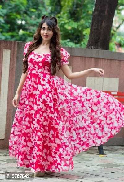 PINK COLOR  Georgette GOWN-thumb0