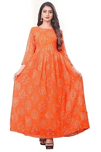 bandhni orange anarkali dress-thumb2