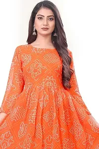 bandhni orange anarkali dress-thumb1