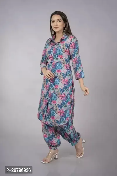 Fancy Rayon Printed Kurta With Pant For Women-thumb0