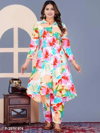 Fancy Rayon Printed Kurta With Pant For Women