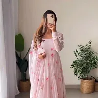 Trendy Pink Georgette Printed Flared Kurta With Dupatta For Women-thumb2