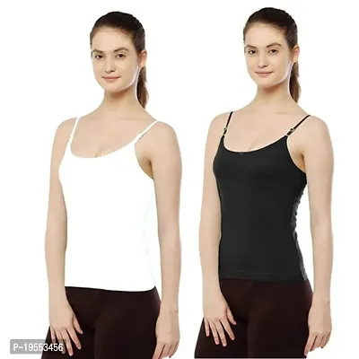 Womens Cotton Adjustable Camisole Slips Pack of 2