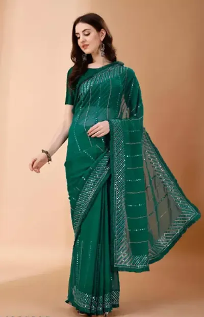 Beautiful Net Saree With Blouse Piece For Women