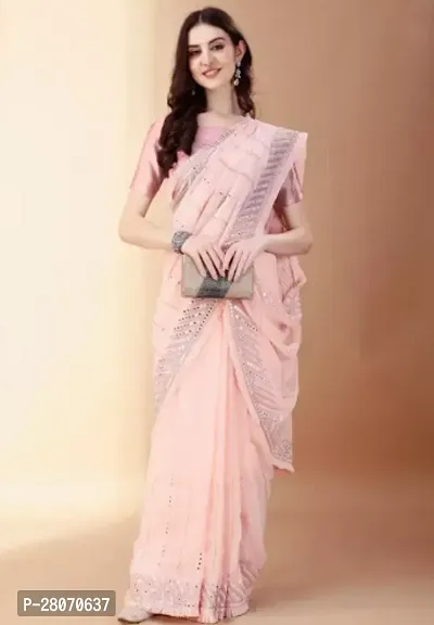 Fancy Linen Saree With Blouse Piece For Women