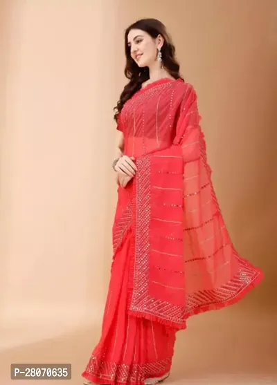 Fancy Linen Saree With Blouse Piece For Women