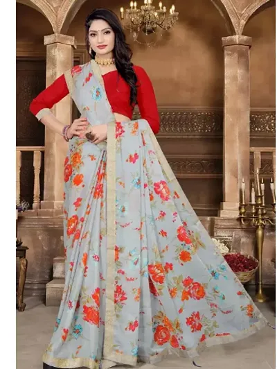 Fancy Linen Saree With Blouse Piece For Women