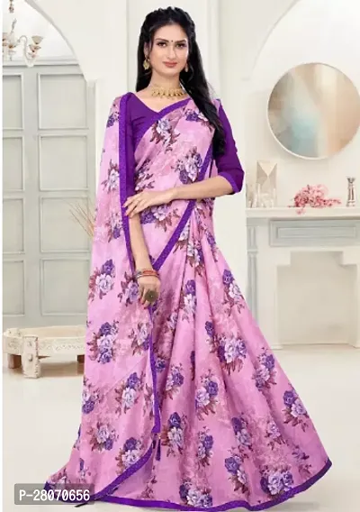 Fancy Linen Saree With Blouse Piece For Women-thumb0