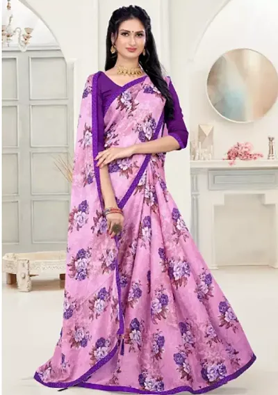 Fancy Linen Saree With Blouse Piece For Women