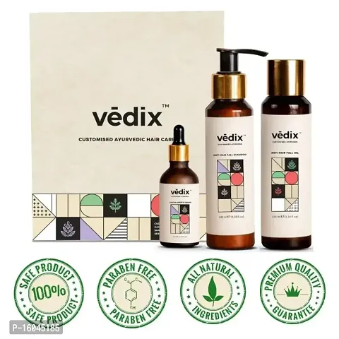 Vedix Hair Fall Control Regimen Product Kit Anti Hair Fall Oil Berberis Banyan Anti hairfall Shampoo Vithan Pro