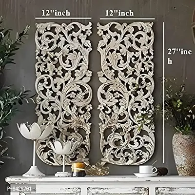 Wood Carving Wall Panel  Jali Set of 2 PCS For Living Room-thumb2