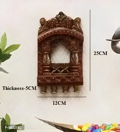 Wood Carving Wall Hanging Raj Mahal Jharokha For Living Room-thumb2