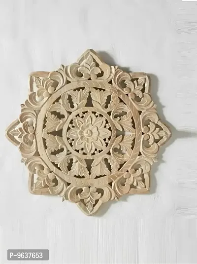 Wood Carving Wall Panel For Living Room 16 Inch X 16 Inch Brown Antique