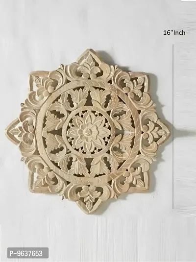 Wood Carving Wall Panel For Living Room 16 Inch X 16 Inch Brown Antique-thumb2