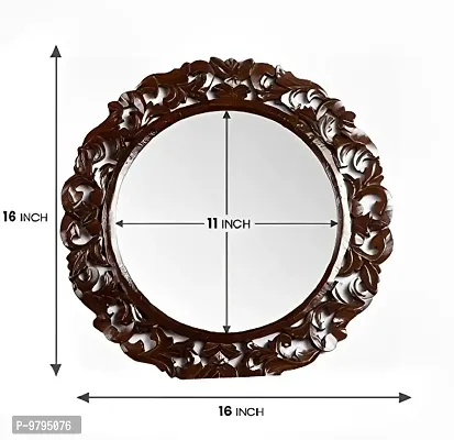 Wood Carving Wall Mirror For Living Room 16 Inches X 16 Inches-thumb2