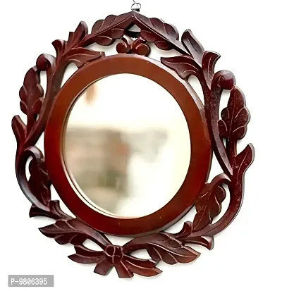 Wood Carving Wall Mirror For Living Room 16 Inches X 16 Inches-thumb0