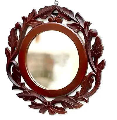 Wood Carving Wall Mirror For Living Room 16 Inches X 16 Inches