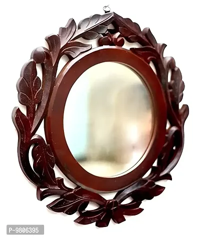 Wood Carving Wall Mirror For Living Room 16 Inches X 16 Inches-thumb3